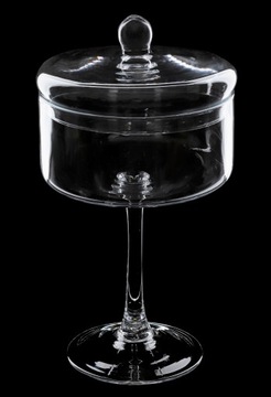 БОЛЬШОЙ СТЕКЛЯННЫЙ ПОДСВЕЧНИК НА ВЫСОКОЙ НОЖКЕ h 30 см.