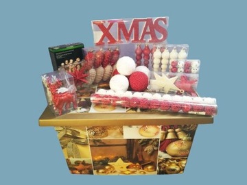 OZDOBY ŚWIĄTECZNE 100SZT LAMPKI LED + SKRZYNIA !!!