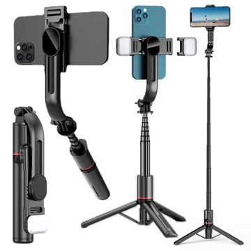 KIJEK DO SELFIE STICK NA TELEFON STATYW BLUETOOTH TRIPOD PILOT 2X LAMPA LED