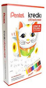 Pentel Zestaw kredek ołówkowych + lekcje rysunku