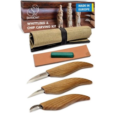 Zestaw 3 noże rzeźbiarskie w etui Beavercraft 15