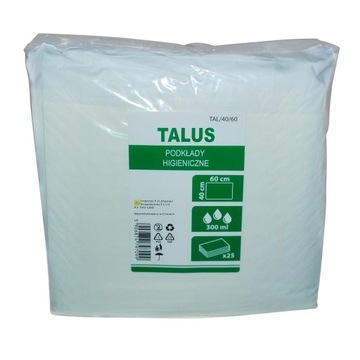 TALUS Jednorazowe podkłady higieniczne 40x60cm 25szt maty chłonne 300ml