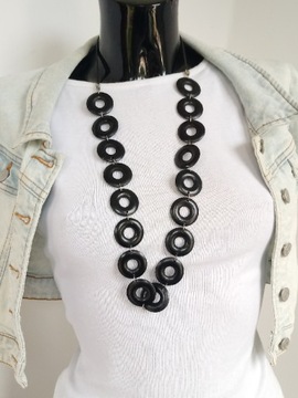 Длинные деревянные классические серьги с черными бусинами, комплект обручей в стиле бохо