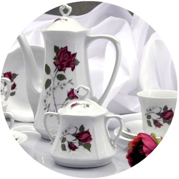099 SERWIS KAWOWY 12/39 KAMELIA CHODZIEŻ PORCELANA
