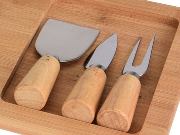 НАБОР Сервировочная доска Bamboo CHEESE + 3 ножа