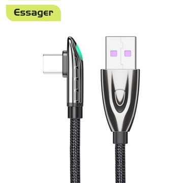 KABEL KĄTOWY USB TYP C QC PR 6A 66W do HUAWEI XIAOMI SAMSUNG HONOR 1M