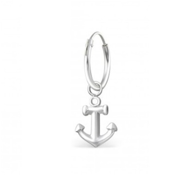 Kolczyk srebrny 925 Kółko 1,2 cm Kotwica SZTUKA