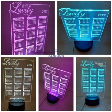 KALENDARZ 2022 LED GRAWEROWANY MULTIKOLOR PLEXI