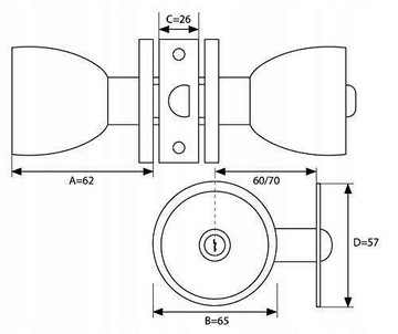 ДВЕРНАЯ РУЧКА С ЗАМКОМ CHROME KING KEY LOCK