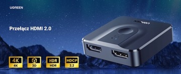 UGREEN Переключатель 2x1 HDMI 2.0 4K 60 Гц HDR HDCP