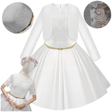 Sukienka Bolerko Wizytowa Elegancka Koronka Marysia 134 Ivory Rimko Polska