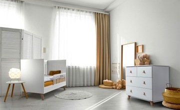 Meble Dziecięce Zestaw Mebli dla Dzieci Szafa Komoda Łóżeczko Biały NOAH