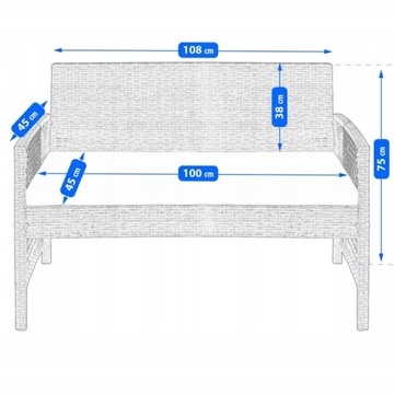 Zestaw mebli ogrodowych balkonowych na taras technorattan -stół,sofa,fotele