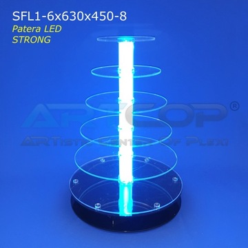 Платформа со светодиодной подсветкой RGB, 6 уровней, высота 63 см, изготовлена ​​из стандартного оргстекла толщиной 8 мм.