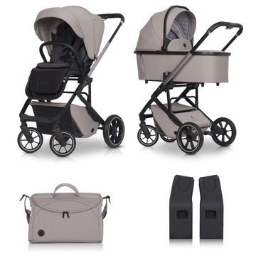 Wózek 2w1 CAVOE MOI+ 22KG WYGODNY - CAŁY ZESTAW, Z ADAPTERAMI I TORBĄ