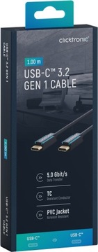 CLICKTRONIC Kabel USB typu C - USB-C 3.2 Gen1 1m