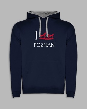 BLUZA Z KAPTUREM - I LOVE POZNAŃ KOZIOŁKI Granatowy XXL