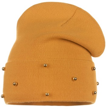 MIODOWA CZAPKA DAMSKA BEANIE FUTRZANA JESIENNO ZIMOWA POLSKA MARKA MAJKA