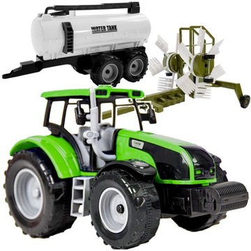 Ciągnik Traktor z Przyczepą Cysterna Zgrabiarka Maszyny Zestaw Rolniczy