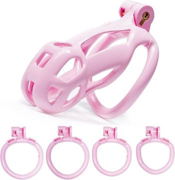 RÓŻOWY LEKKI PAS CNOTY COBRA M CHASTITY 4 ORINGI
