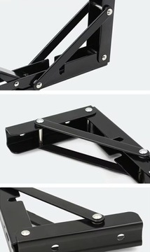 2x СКЛАДНАЯ ПОДДЕРЖКА ПОЛКИ НА СТОЛЕШНЕМ ПРОЧНОМ УГЛОВОМ 300 ММ, ЧЕРНАЯ TMY