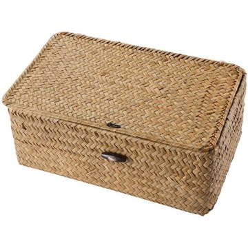 PUDEŁKO PLECIONE NATURALNE BOHO KOSZ POJEMNIK Z TRAWY MORSKIEJ NATURAL L