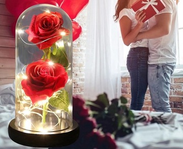 ВЕЧНАЯ РОЗА В СТЕКЛЕ, СВЕТЯЩИЙСЯ СВЕТОДИОД В ЧЕРНОЙ КОРОБКЕ, ПОДАРОК ​​НА ЖЕНСКИЙ ДЕНЬ