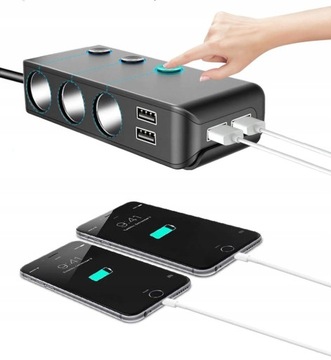 РАЗДЕЛИТЕЛЬ ПРИКУРИВАТЕЛЯ 12/24В 4x USB QC