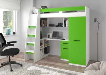 Hi5 lewy biały/zielony łóżko piętrowe