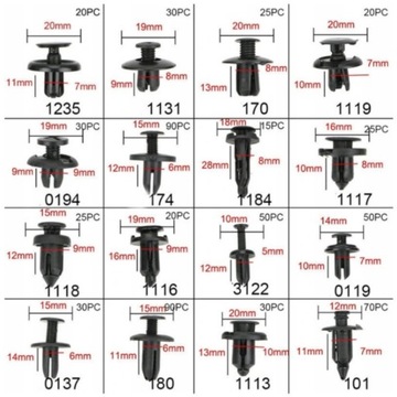 ШПИЛЬКИ, ЗАЖИМЫ, АВТОМОБИЛЬНЫЕ ЗАЖИМЫ, 625 шт ДЛЯ ОБИВКИ АВТОМОБИЛЯ + ХВОСТИ, 2,5х200.