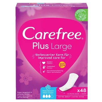 CAREFREE Plus Large wkładki higieniczne Fresh 48 sztuk