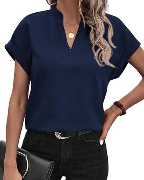 Koszulka V-neck Z Delikatnym Wykończeniem, Elegancka I Wygodna Casualowy