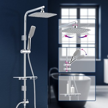 GROHE смеситель для душа + тропический душ Reihe 25x19 с полочкой для косметики