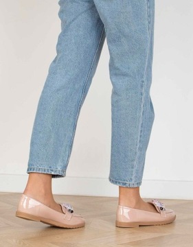 БЕЖЕВЫЕ КОЖАНЫЕ ТУФЛИ МОКАСИНЫ С КРИСТАЛЛАМИ 38