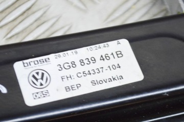 VOLKSWAGEN ARTEON 3H7 ZADNÍ PRAVÝ ZVEDÁK OKNO DVEŘE 3G8839461B 2019