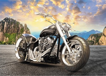 PUZZLE 500 el. CZARNY MOTOCYKL NIEBO WIDOK TREFL
