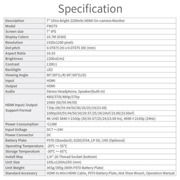 Монитор Feelworld FW279 с диагональю 7 дюймов
