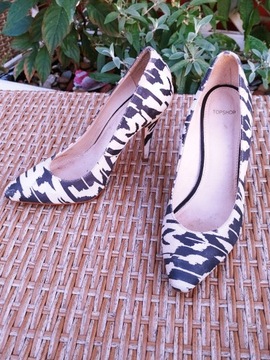 TOP Shop półbuty czółenka szpilki zebra skóra 38