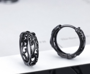 Серебряные СЕРЬГИ-ОБРУЦА ДРАКОН, сталь 316L, цвета