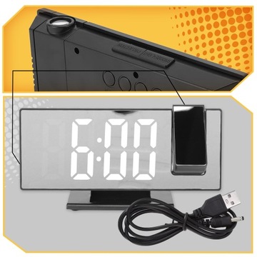 ЧАСЫ ЭЛЕКТРОННЫЙ БУДИЛЬНИК Часы со светодиодным проектором цифровые ЗЕРКАЛЬНЫЙ ТЕРМОМЕТР 4в1