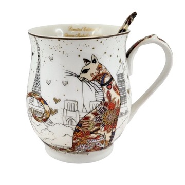 КРУЖКА С ЛОЖКОЙ КОТЫ 350МЛ