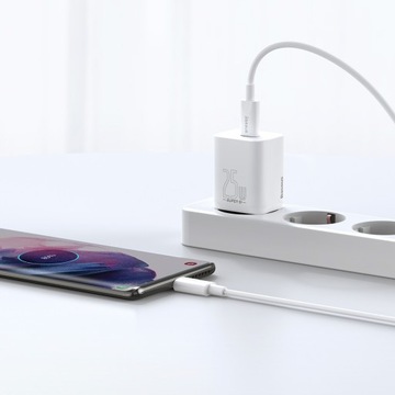 БЫСТРОЕ ЗАРЯДНОЕ УСТРОЙСТВО BASEUS SUPER SI 1C CUB 25 Вт PD 3A + КАБЕЛЬ USB C - C 1 М