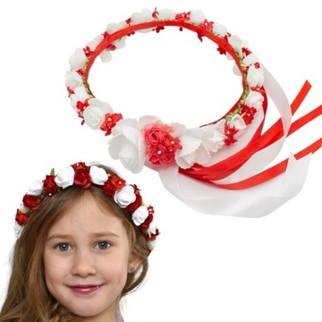 Wianek czerwono biały ludowy wianuszek