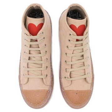 Бежевые высокие кеды Creepers LOVE MOSCHINO