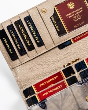 PETERSON portfel damski skórzany duży z zabezpieczeniem RFID STOP