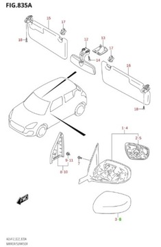 SUZUKI SWIFT MK8 2020- POUZDRO ZRCÁTKO LEVÝ NOVÁ