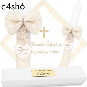 КРЕЩЕННАЯ СВЕЧА, ОДЕЖДА И ВЫШИВКА КРЕЩЕСТВЕННОЙ СВЕЧИ + БЕЛАЯ КОРОБКА в стиле БОХО