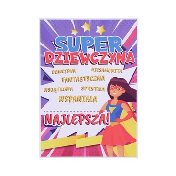 DYPLOM CERTYFIKAT UPOMINEK SUPER DZIEWCZYNY - KOMIKS (DUŻY A4) - LearnHow