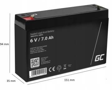 ЗЕЛЕНАЯ ГЕЛЕВАЯ АККУМУЛЯТОРНАЯ БАТАРЕЯ AGM12 6V 7AH