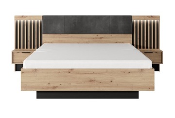 CAVE łóżko 160x200 ze stolikami nocnymi i LED